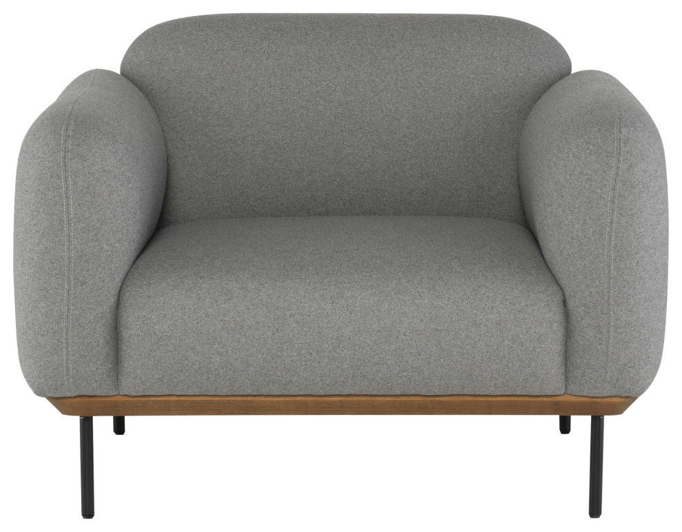 Benson Occasional Chair in Light Grey Wool Blend and Walnut Base