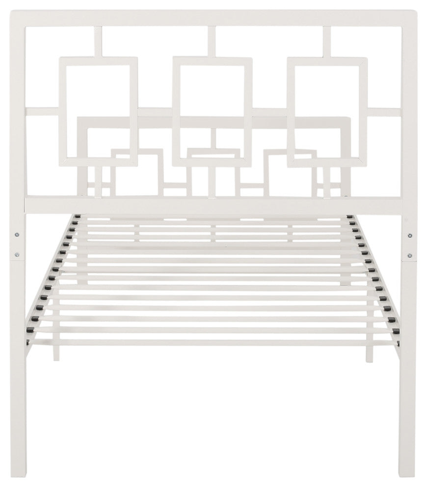 Madera Modern Iron Twin Bed Frame, White