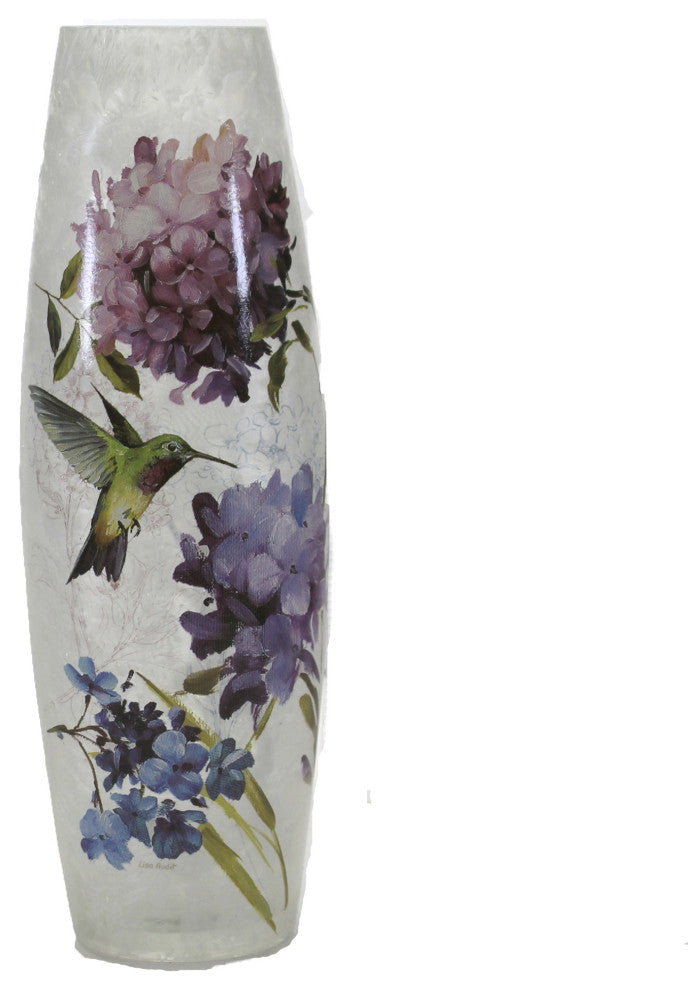 Stony Creek Hydrangea Hummingbird Vase Lg Glass Pre-Lit Vase Lal0209 Purple