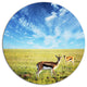 Antelopes Wandering Under Bright Sky, African Disc Metal Artwork, 11"