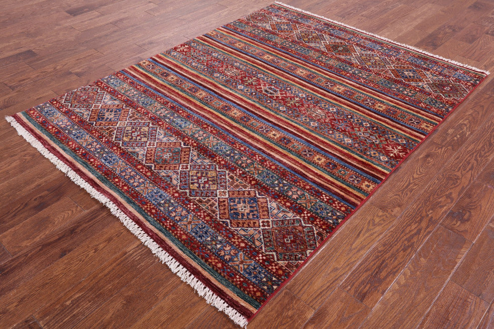 5' 1" X 6' 8" Super Kazak Khorjin Handmade Rug Q10458