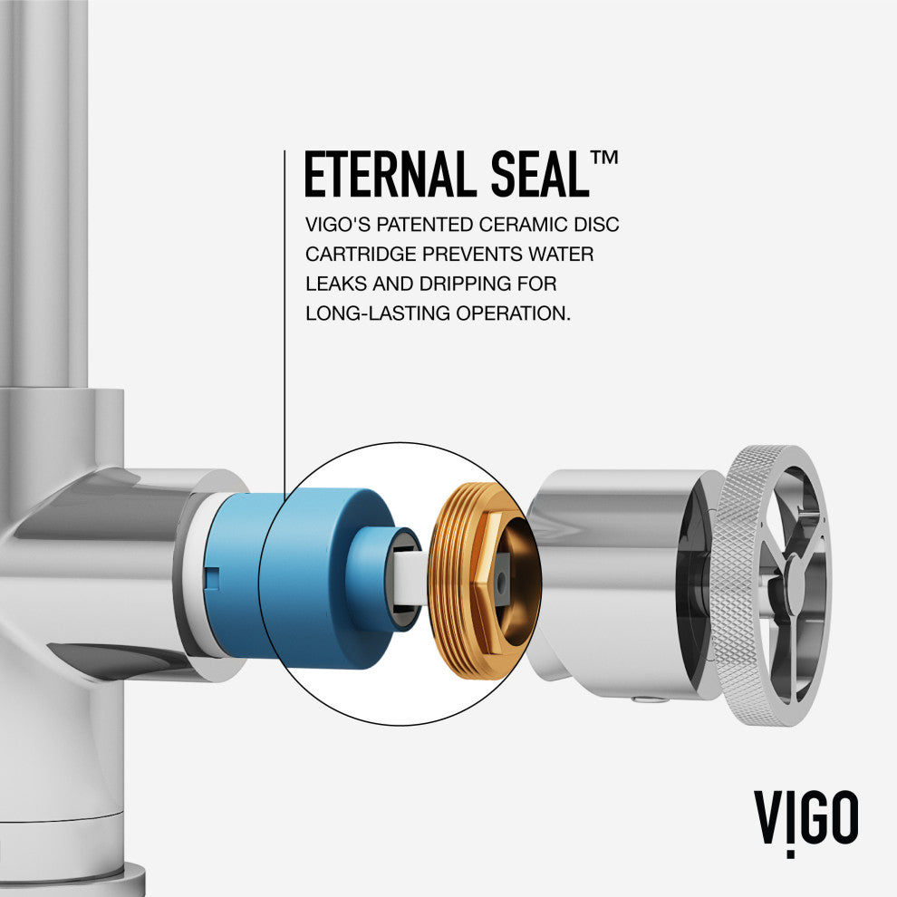VIGO Cass Industrial 14" H Single Handle Kitchen Bar Faucet, Chrome