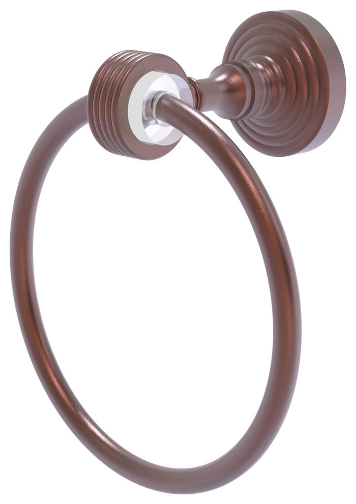 Pacific Grove Towel Ring with Groovy Accents, Antique Copper
