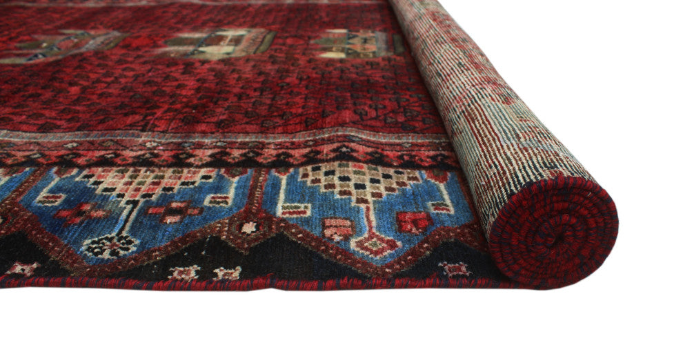 Semi Antique Dailyn Red/Navy Runner, 4'6x8'9