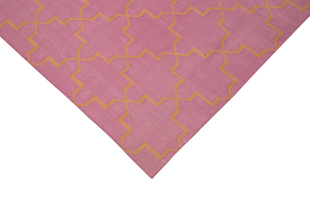 Rug N Carpet - Handmade Wool 6' 2'' x 8' 10'' Modern Design Dhurrie Kilim Rug