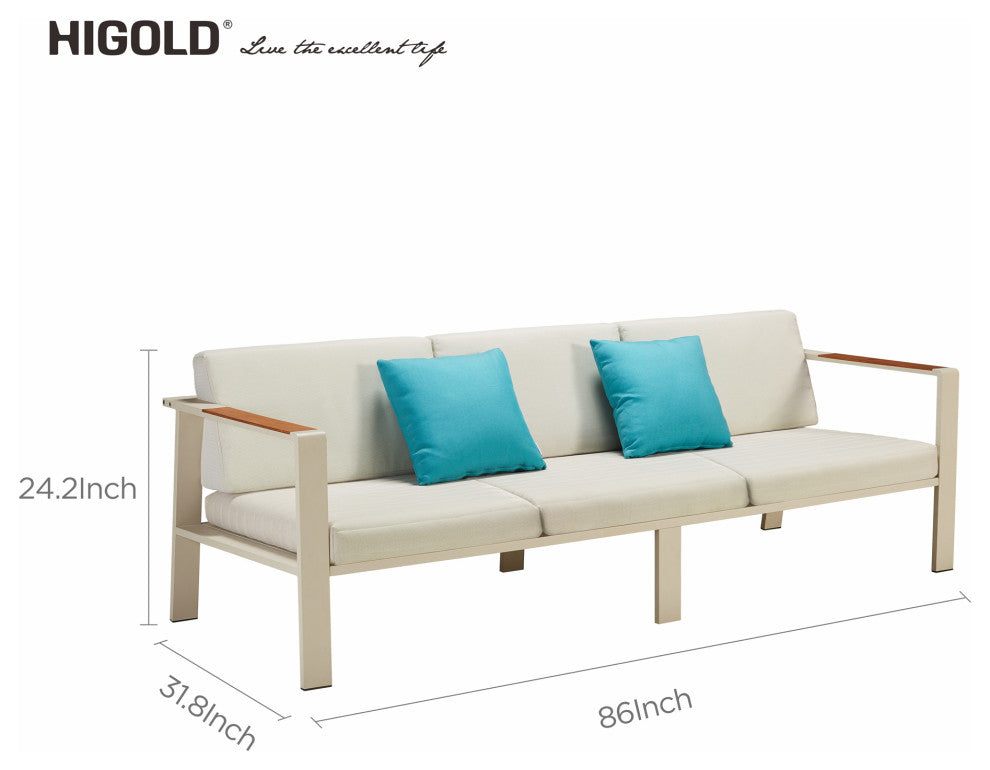 HIGOLD 6801 Nofi  4 Pieces Teak Outdoor Conversation Set with Blue Pillow , Alu