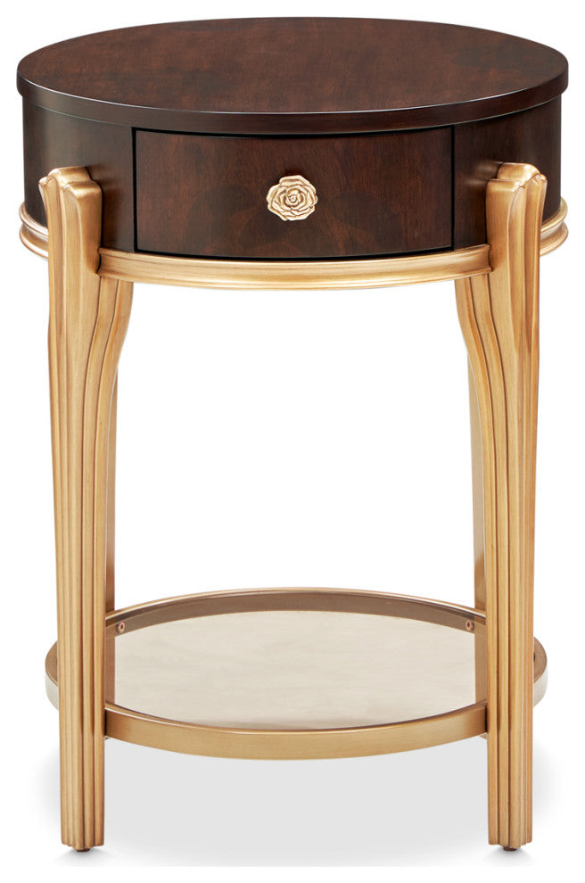 Camellia Field End Table With Drawer, Warm Pecan