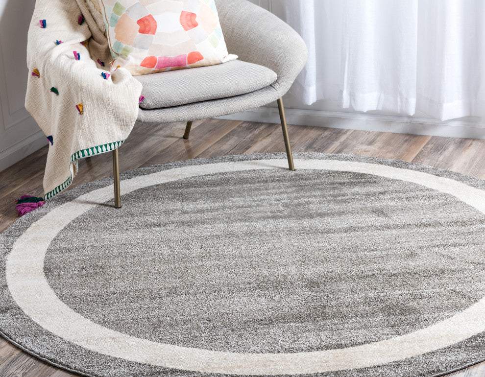 Unique Loom Gray Del Mar Maria 6' 0 x 6' 0 Round Rug