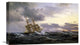 "Sailing Vessels In a Stormy Sea" Canvas Giclee by Wilhelm Melbye, 22"x13"