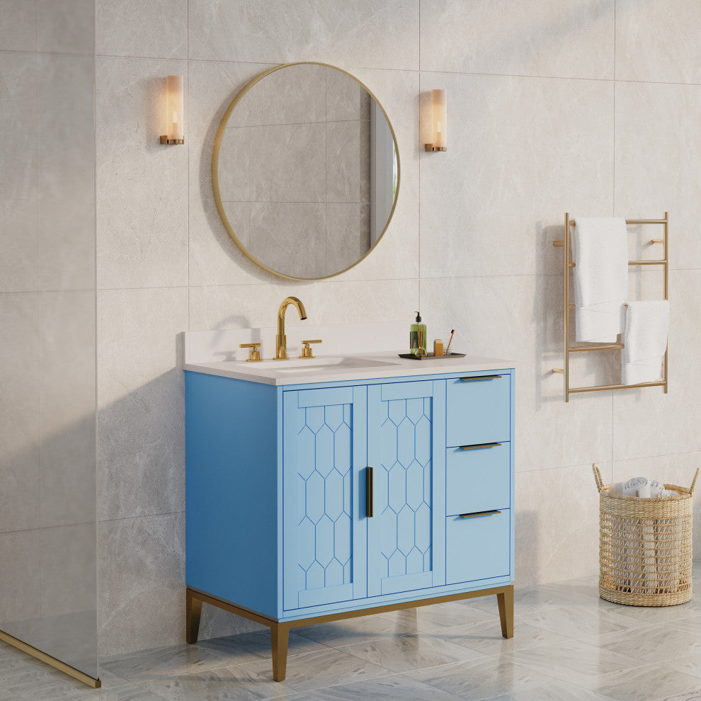 Bella Round Anodized Aluminum Wall Vanity Mirror, Brushed Gold, 28"x28"