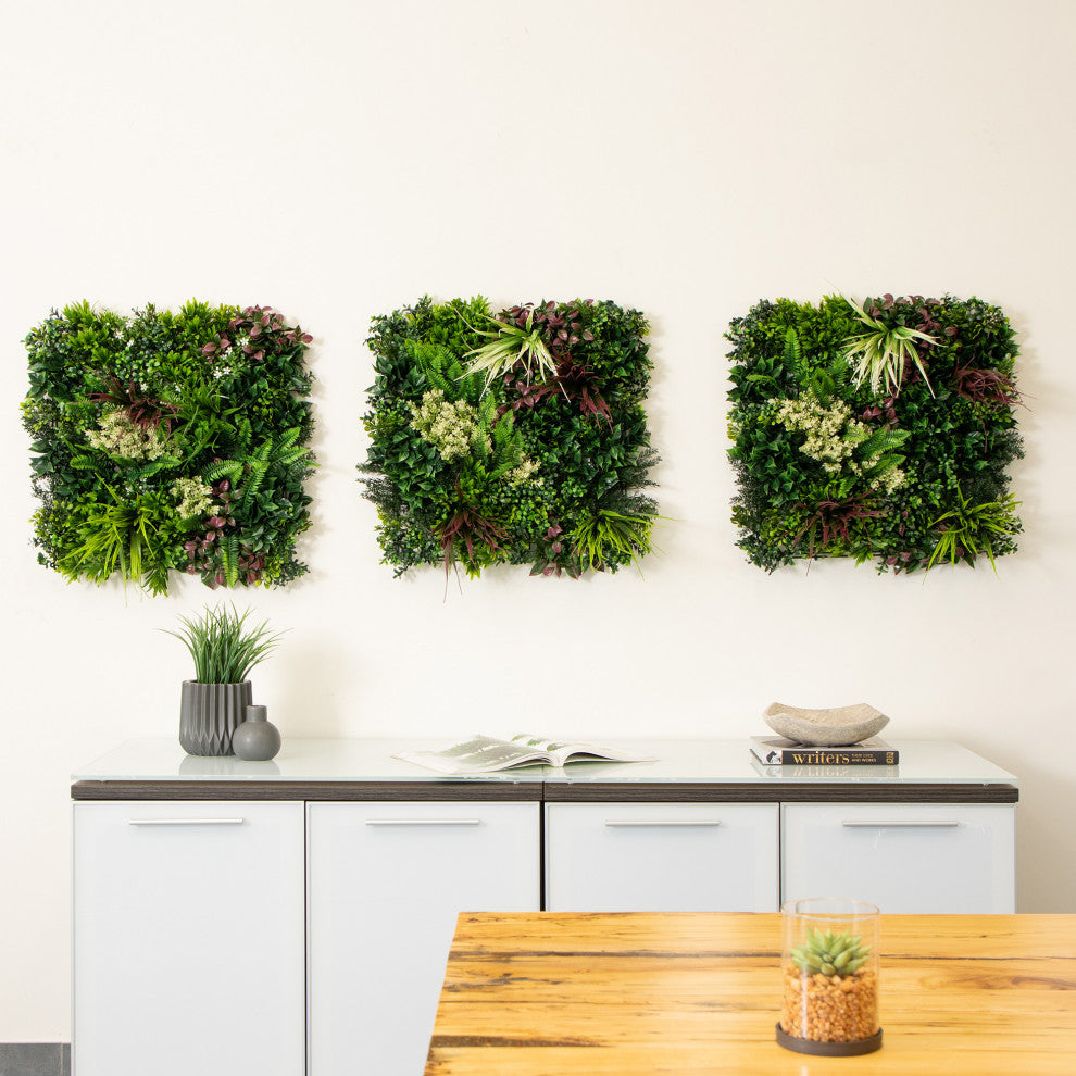 20in. x 20in. UV Resistant Corfu Island Artificial Living Wall Panels Set of 3