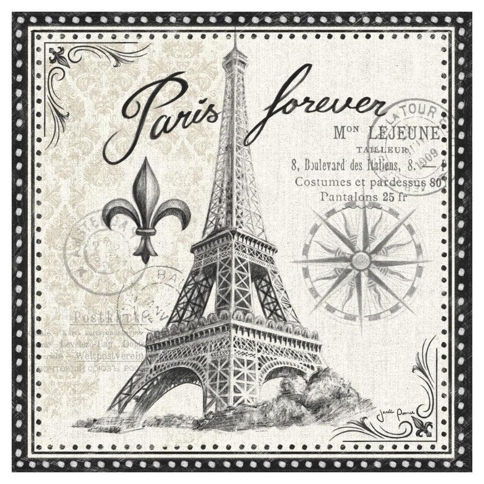 "Bonjour Paris III Dark" Digital Paper Print by Janelle Penner, 26"x26"
