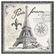 "Bonjour Paris III Dark" Digital Paper Print by Janelle Penner, 26"x26"