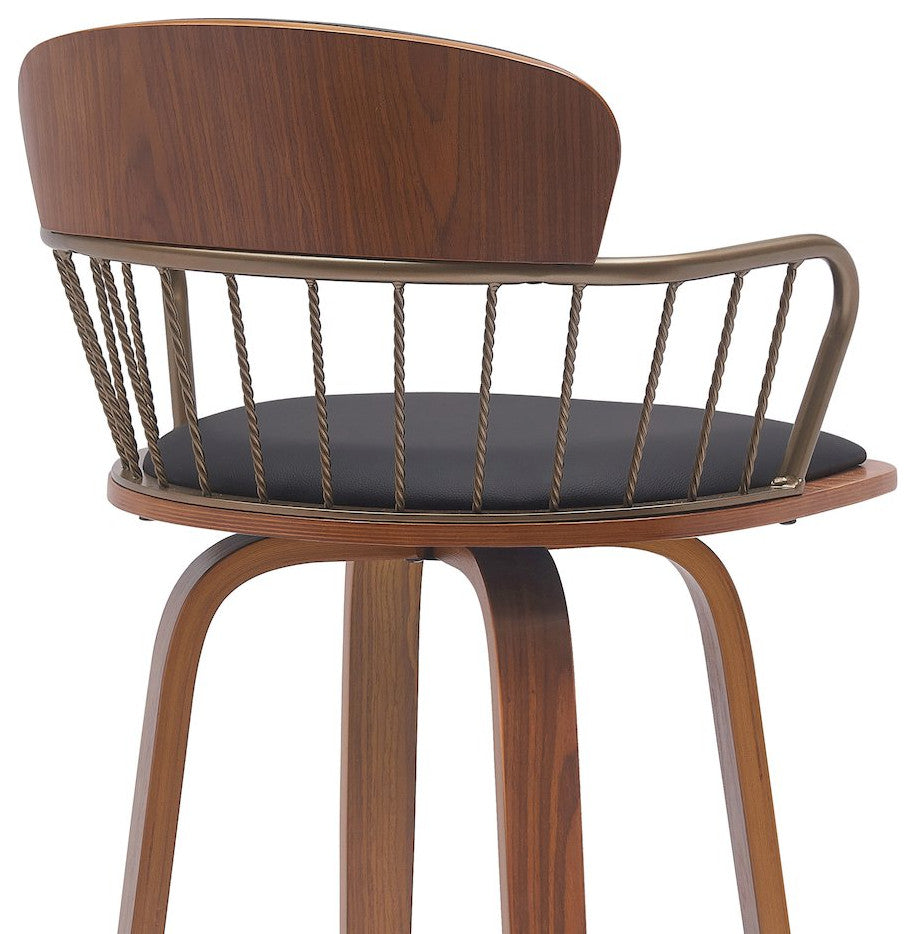Willow Upholstered Wood Swivel Bar or Counter Stool