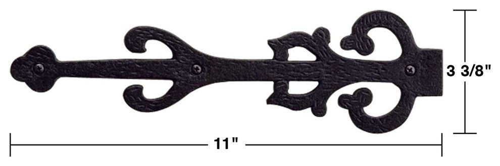Black Dummy Strap Hinge 11" L Wrought Iron Faux Hinge Ornate Rust Resistant