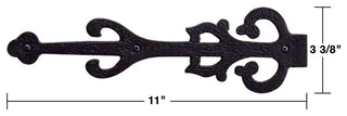 Black Dummy Strap Hinge 11" L Wrought Iron Faux Hinge Ornate Rust Resistant