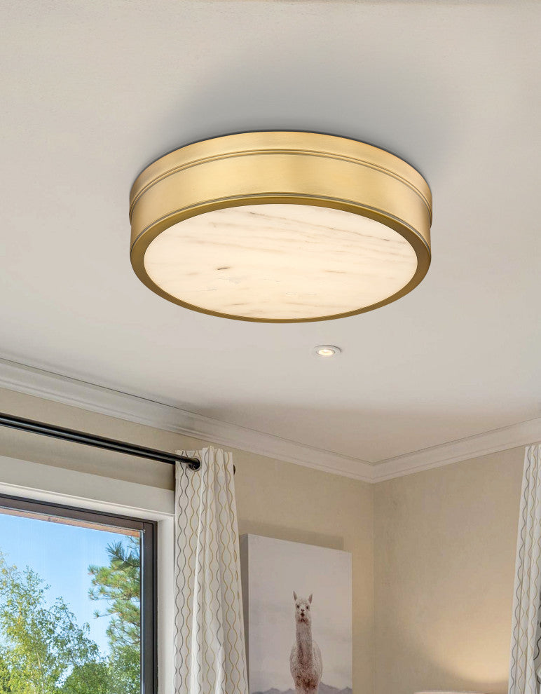 Z-LITE 1-Light Flush Mount, Rubbed Brass