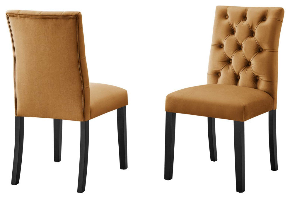 Side Dining Chair, Set of 2, Brown, Velvet, Modern, Cafe Bistro Hospitality
