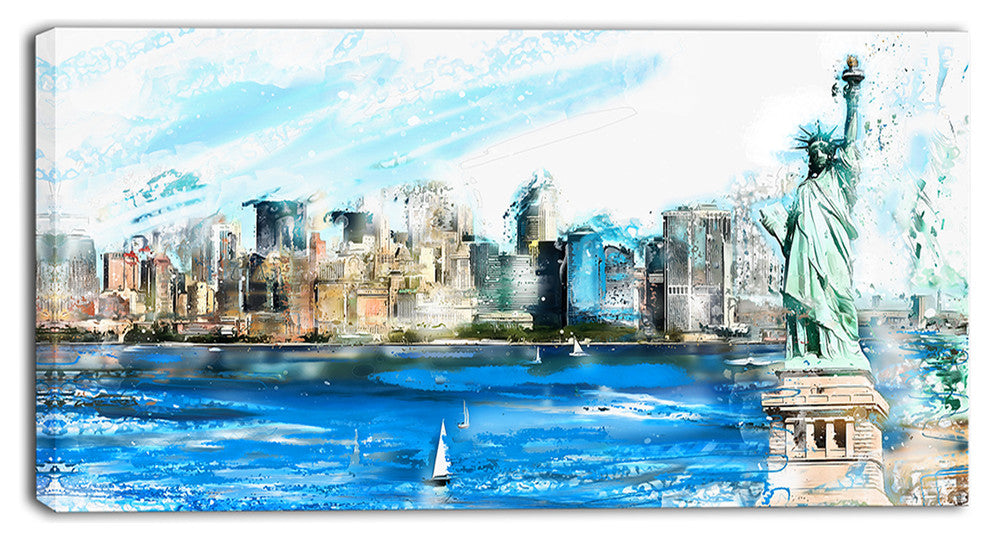 "Ellis Island" Landscape Canvas Painting