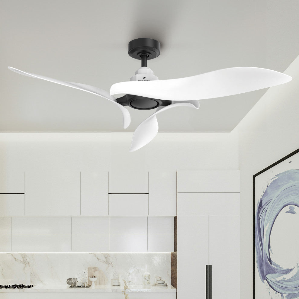 54 in. Indoor White Modern Ceiling Fan without Light