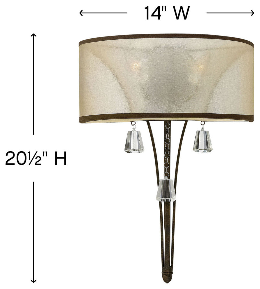 Fredrick Ramond Mime Large Two Light Sconce, French Bronze*