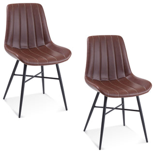 Dylan Side Chair Set of 2 Brown Seat/Black Frame