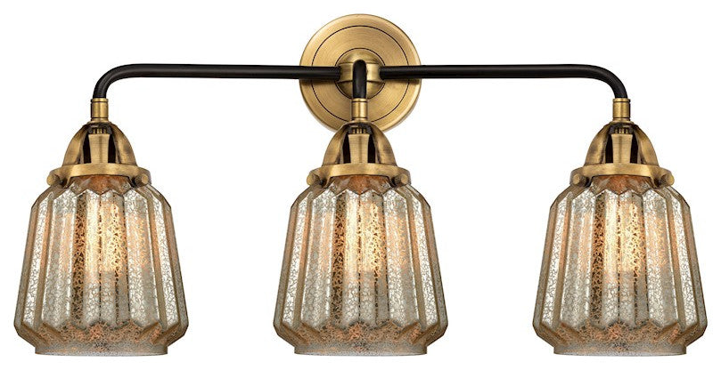 288-3W-BAB-G146 Chatham 3 Light 24" Bath Vanity Light, Black Antique Brass