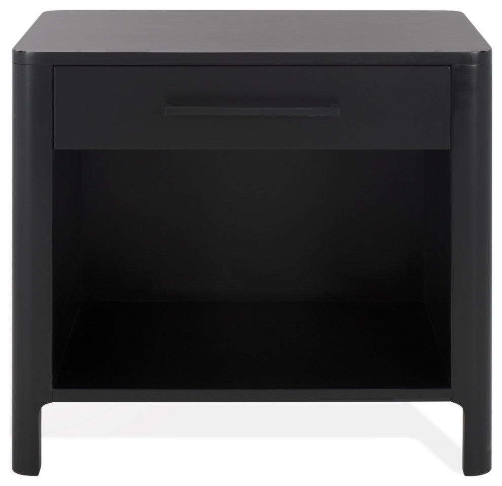 Safavieh Couture Abbiava 1 Drawer Wood Nightstand, Black