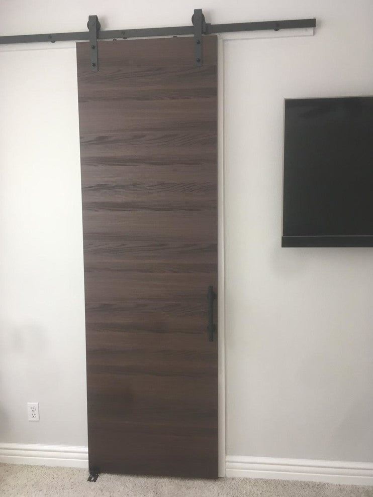 Sliding Barn Door 36 x 96 & Rail 6.6FT| Planum 0010 Chocolate Ash|