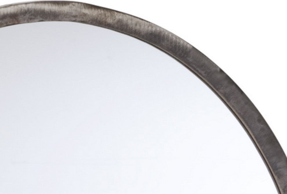 Modern Minimalist Man Iron Wall Mirror, Round Sculpture 18" Rustic Left Facing