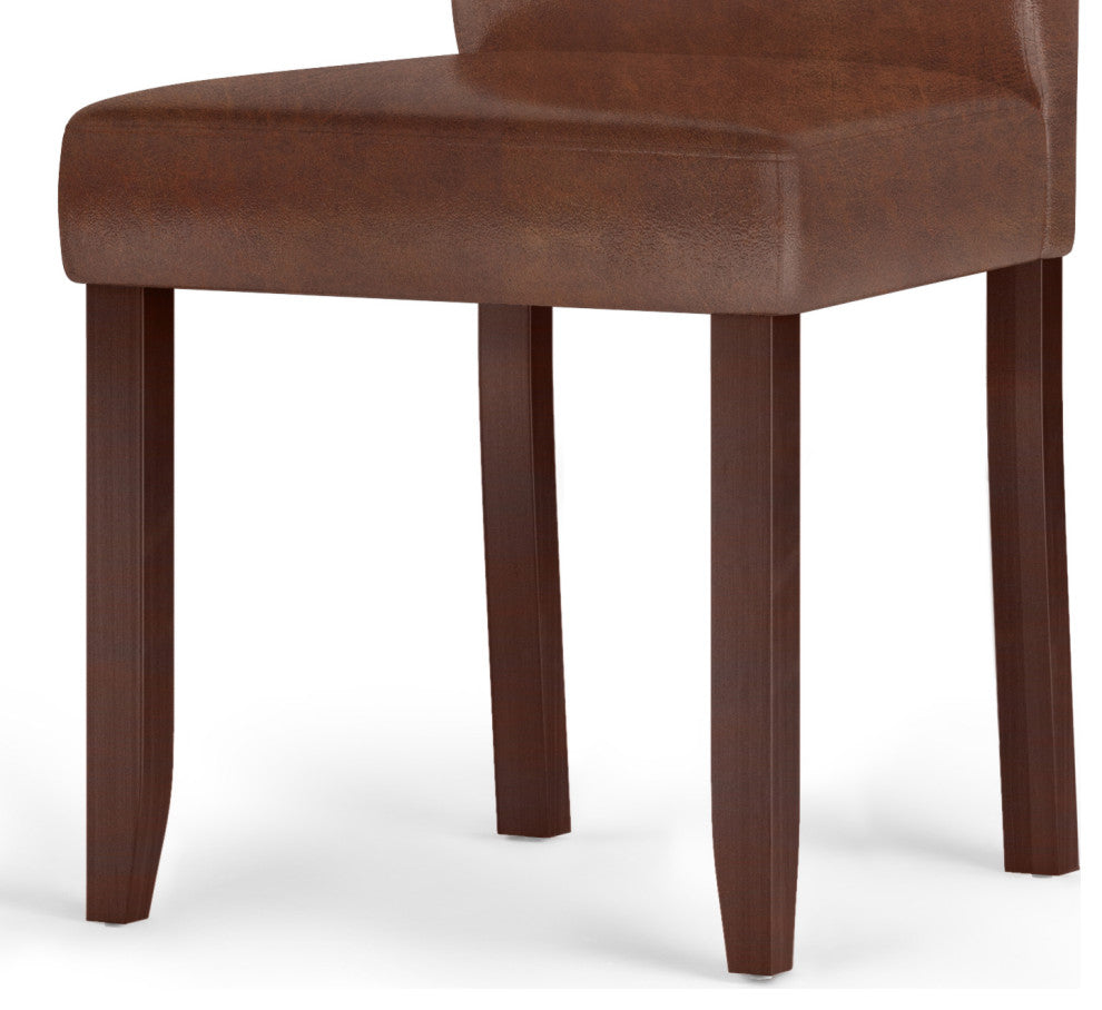 Acadian Solid Hardwood 5 Piece Dining Set, Distressed Saddle Brown