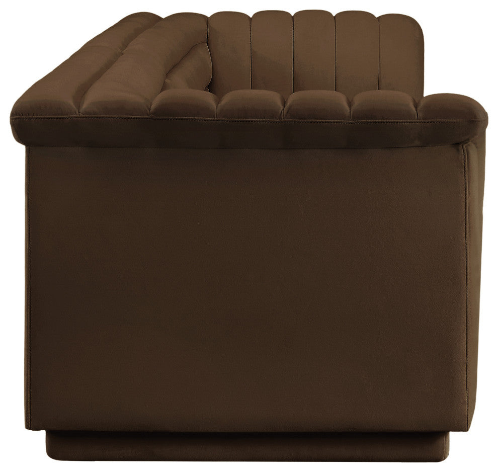 Cascade Upholstered Modular Sofa, Brown, Velvet, Straight Sofa