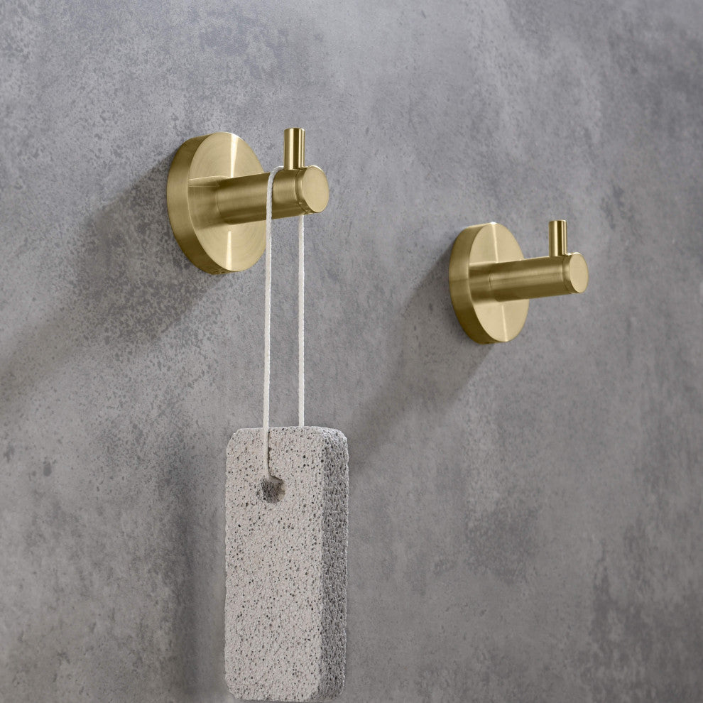 Circular 4-Piece Bathroom Hardware Set, Brushed Gold