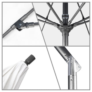 9' Grey Collar Tilt Lift Fiberglass Rib Aluminum Umbrella, Olefin, Black