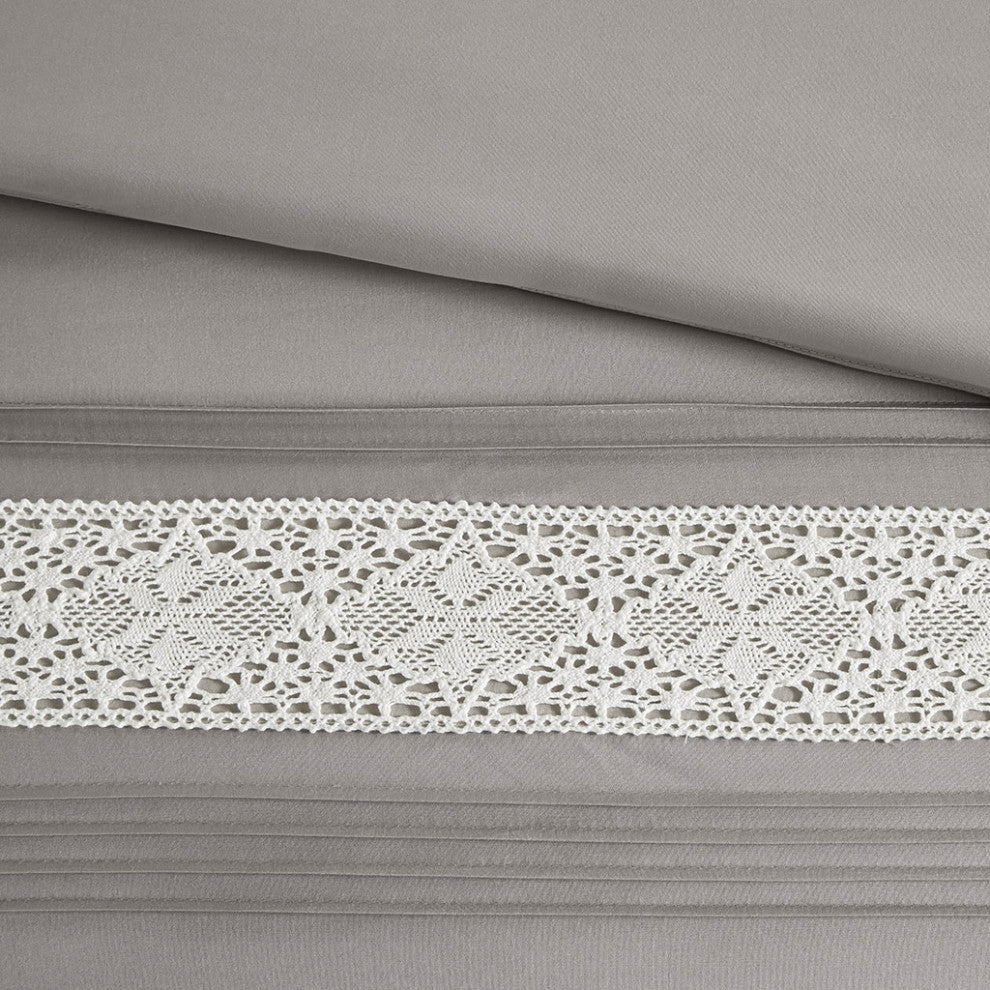 Madison Park Lacey 7 Piece Lace Trim Comforter Set With Throw Pillows