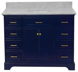 Aria 48" Bathroom Vanity, Royal Blue, Carrara Marble