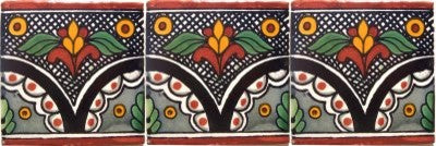 4.2x4.2 9 pcs Black Arc Talavera Mexican Tile