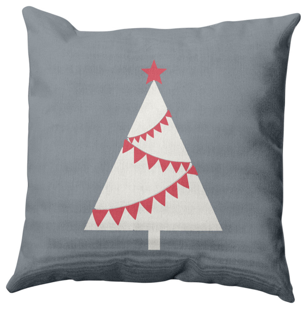Garland Tree Decorative Throw Pillow, Mid Gray, 18"x18"
