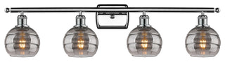 Ballston-Rochester 4-Light 36" Bath Vanity Light, Polished Chrome, Light Smoke