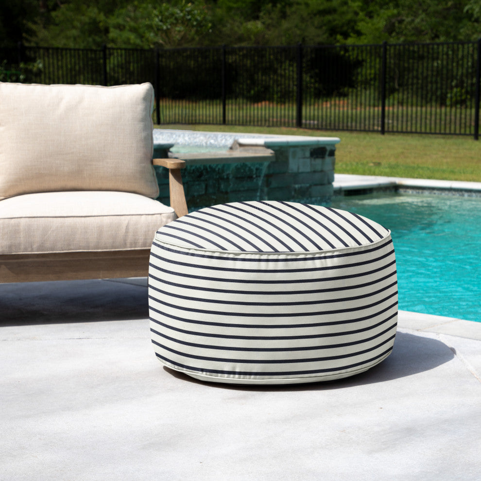 Mozaic Home Lido Indigo Indoor/Outdoor Round Bean Pouf 30x30x15"