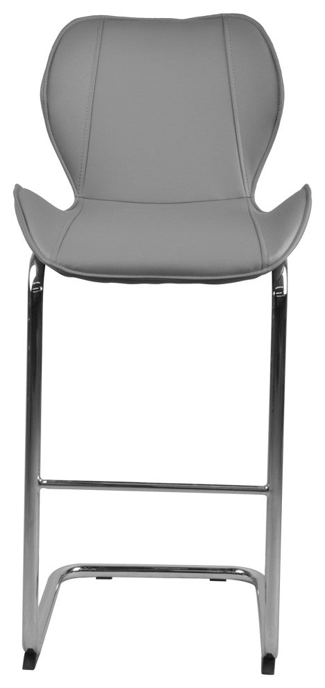 Modern PU 4 Bar chairs with Metal Legs for Dining,kitchen and Bar, Grey