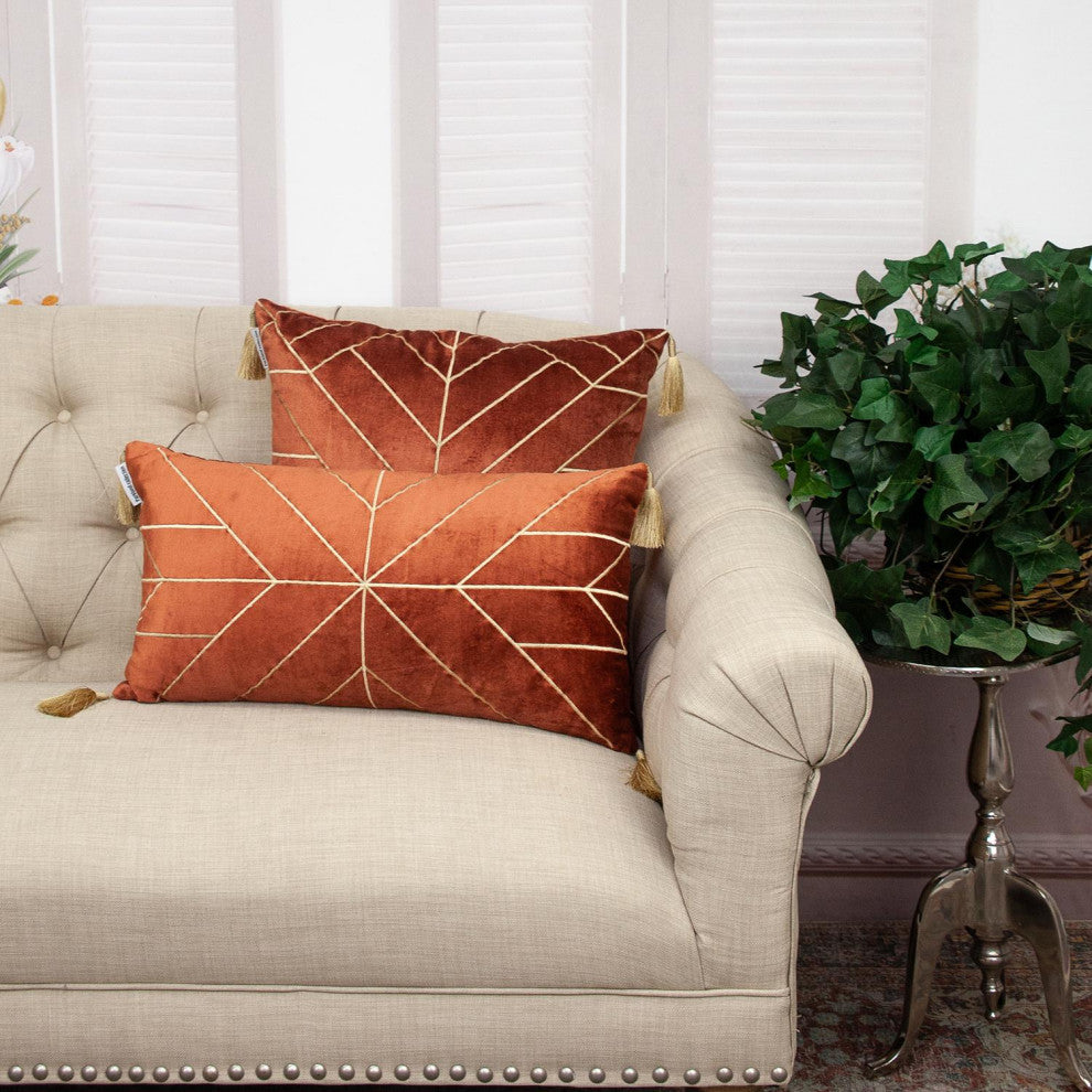 Parkland Collection Zella Burnt Orange Throw Pillow, Square
