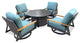 Manbo 5-Piece Aluminum Wicker Outdoor Fire Pit Deep Seating Set with Cushions, Cast Breeze Acrylic