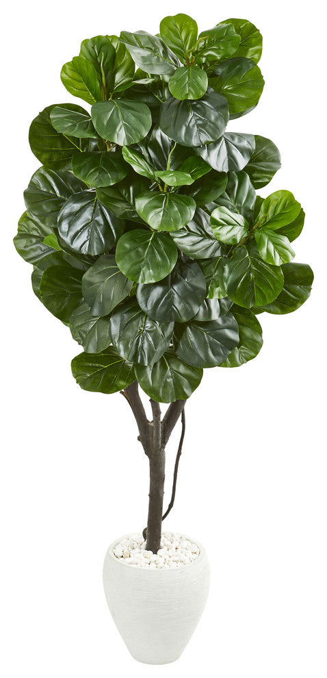 68" Fiddle Leaf Fig Artificial Tree in White Planter