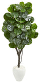 68" Fiddle Leaf Fig Artificial Tree in White Planter