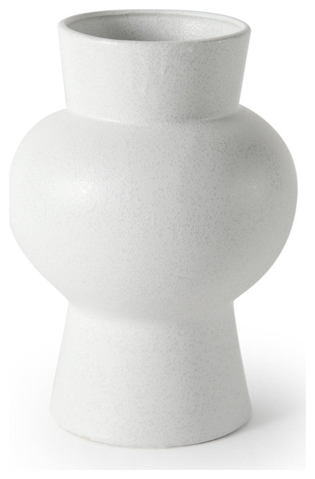 Laforge White Ceramic Vase, 11"