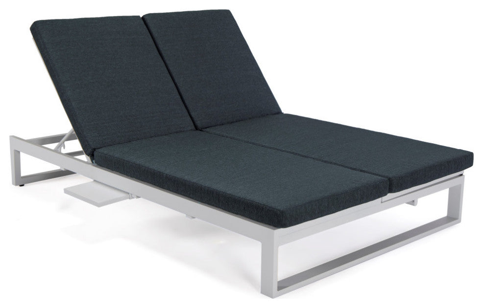 LeisureMod Chelsea Convertible 2-in-1 Sofa and Double Chaise Lounge, Black