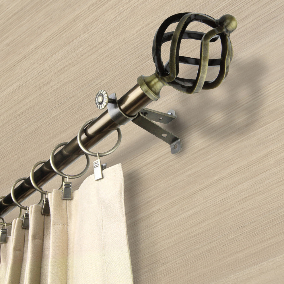 Twist Curtain Rod, Antique Brass, 18-28"