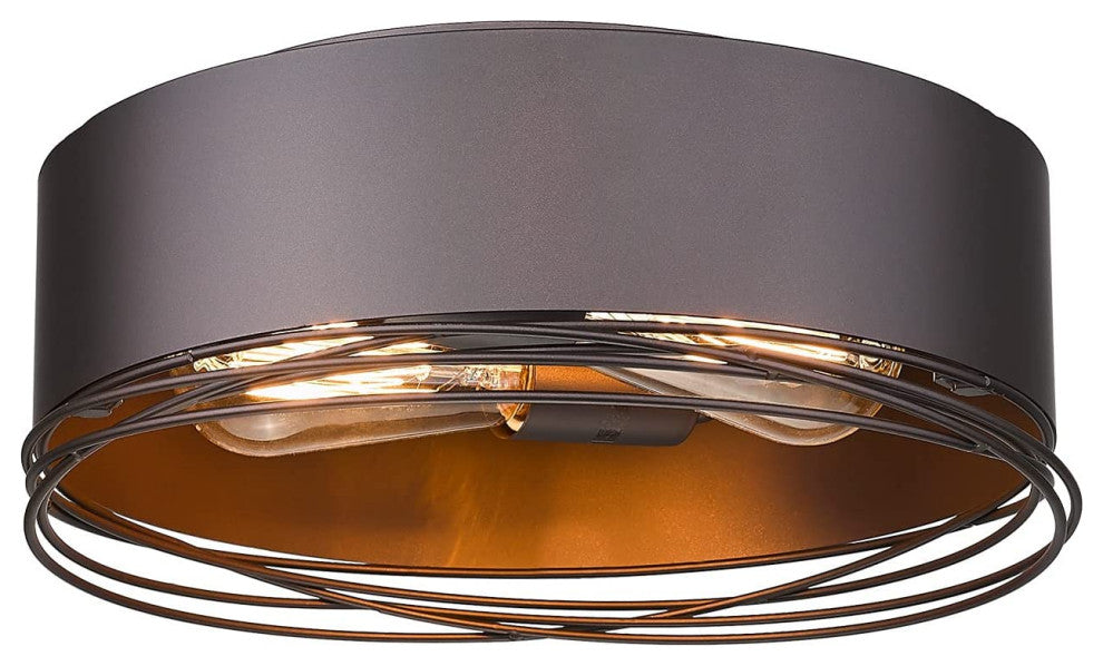 2 Light Industrial Ceiling Light Fixture, Farmhouse, Flush Mount