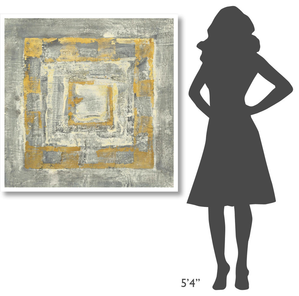 "Gold Tapestry II Gold and White" Paper Print by Albena Hristova, 42"x42"
